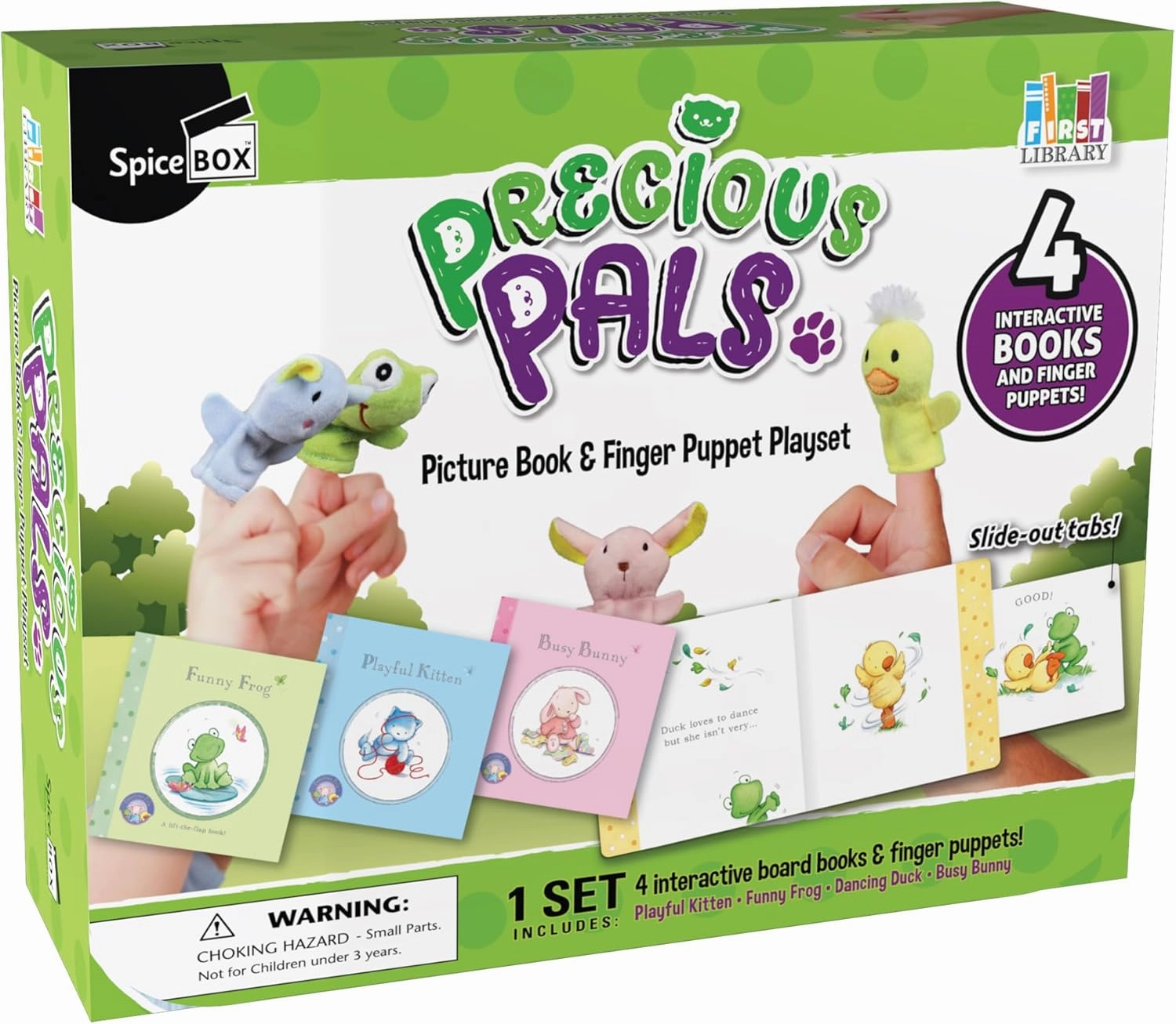 SpiceBox Precious Pals: Spark Your Child's Imagination with Interactive Board Books and Adorable Finger Puppets