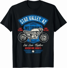 Star Valley AZ USA Retro Distressed Style Motorcycle Design T-Shirt