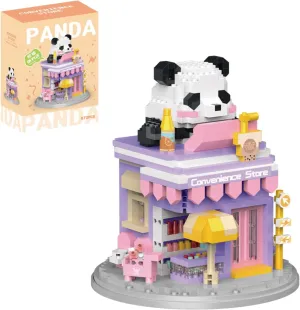 Street View Convenience Store Mini Building Blocks,872 Pieces Cute Panda Animal Micro Building Sets,Simulation Architecture Construction Toy,Creative Gifts for Adults Boys Girls 12 