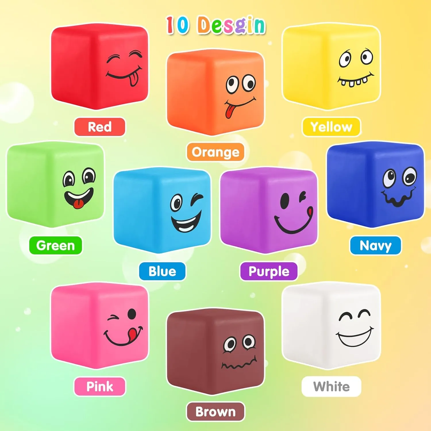 Stress Balls Fidget Toys for Kids: Mini Smile Face Stress Ball 24 Pack, Stretchy Toys for Anxiety Stress Relief, Square Shape Hand Therapy Sensory Play, Pull Stretch Squishy Toy Prize Box Toys