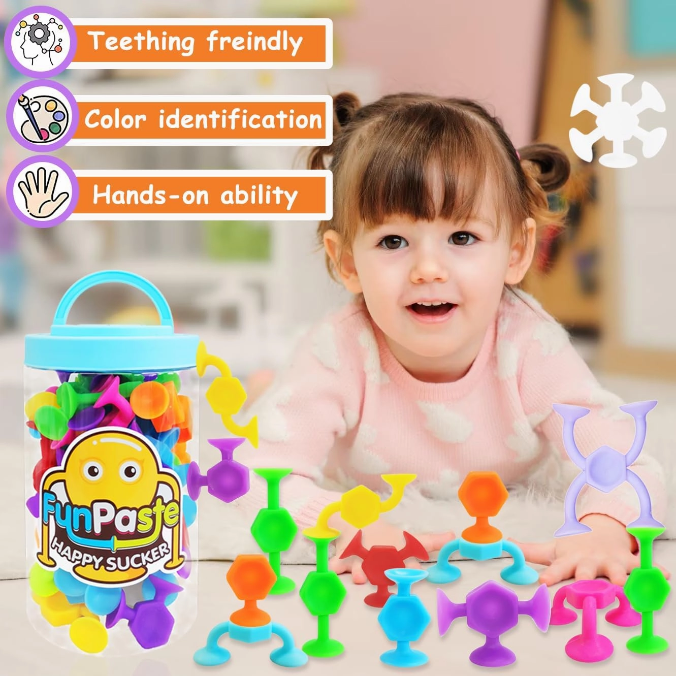 Suction Cup Bath Toys, 48pcs Travel Family Game for Kids Toddlers 3-8, Preschool Learning Sensory Classroom Toys, Bathtub Window Toy for Autism/ADD/ADHD (Medium-48
