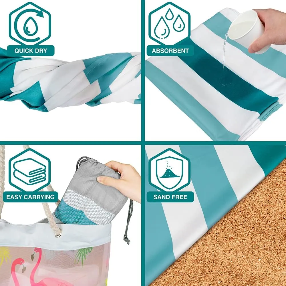 SUN CUBE Microfiber Beach Towel, Quick Dry Sand Free Beach Towel, Lightweight, Compact for Travel Swim Sports Camping, Packable Sand Resistant Towel Adult - Light Blue 78x35 Inches