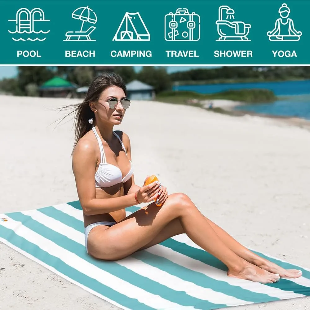SUN CUBE Microfiber Beach Towel, Quick Dry Sand Free Beach Towel, Lightweight, Compact for Travel Swim Sports Camping, Packable Sand Resistant Towel Adult - Light Blue 78x35 Inches