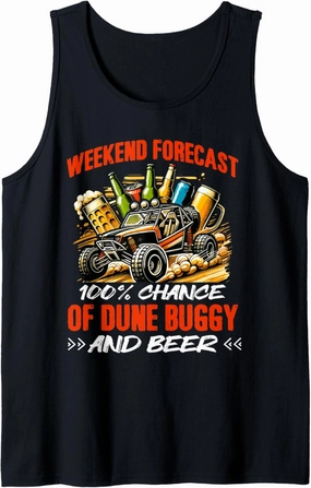 Sun Beach Race Rail Racing Car Dune Buggy And Beer Tank Top