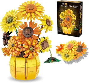 Sunflower Building Set with Vase, Van Gogh-Inspired Botanical Flower Collection for Adults & Teens, Flower Garden Building Toys for Women & Girls, Home Decor, Valentine's Day Gifts