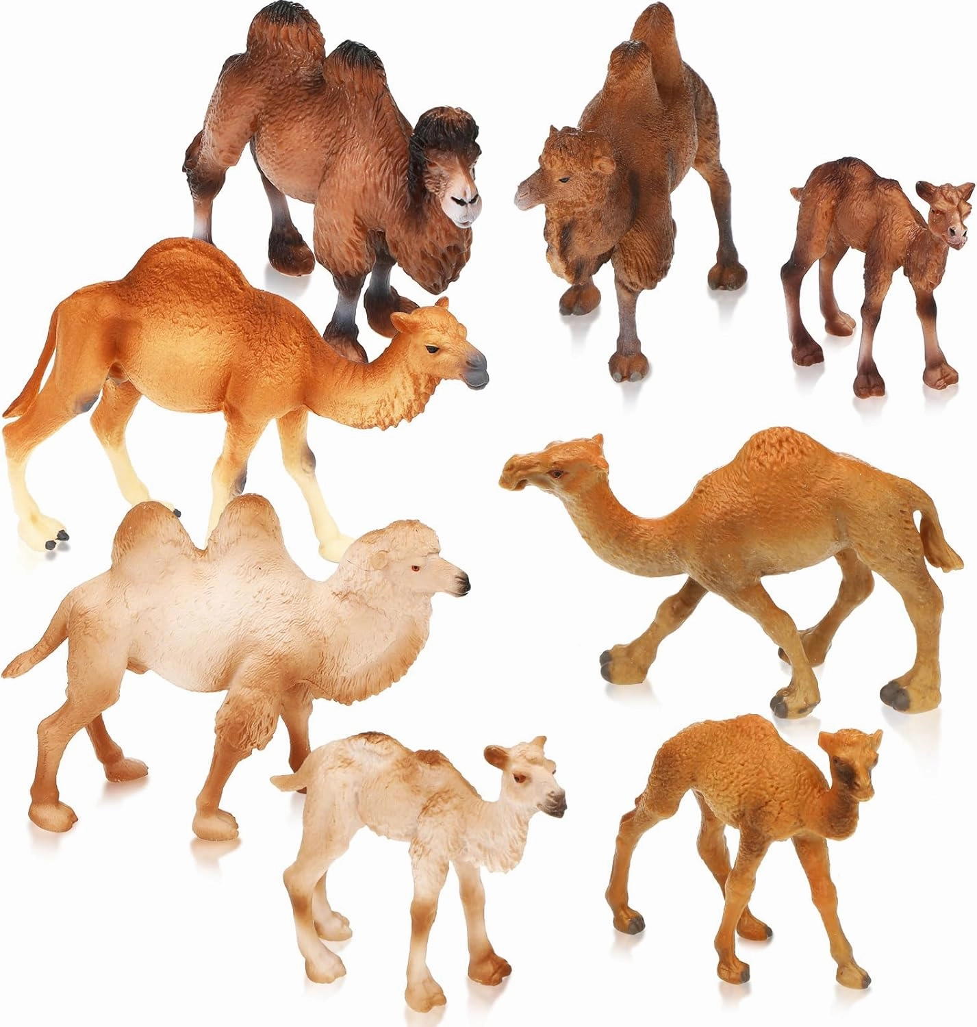 Supervitae 8 Pcs Large Camel Toy Plastic Figures Big Size Wild Arabian Camel Dromedary Toy Desert Stuffed Animals Figures with Humps Plastic Play for Home Diorama Decor