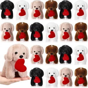 Syhood 20 Pcs Mini Labrador Plush Dogs 4.72 Inches Puppy Dog with Filled Heart and Keychain Cute Stuffed Animal Soft Toy Party Favor for Christmas Valentine Goodie Bag Birthday Party Gift, 4 Colors