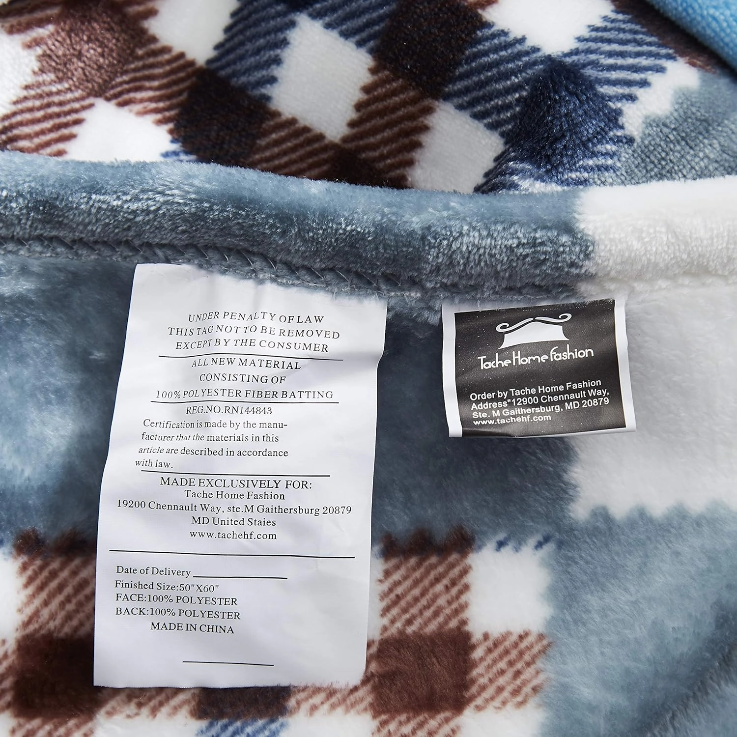 Tache Blue Lake Farmhouse Super Soft Micro Fleece Plaid Patchwork Plush Lightweight Dual-Sided Decorative Couch, Sofa, Travel, Lap, Bed Throw Blanket, 90x90, Full/Queen Size