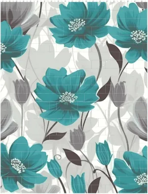 Teal Grey and White Floral Building Block Puzzle Personalized Building Bricks for Adults Block Puzzle Building DIY Brick Block Puzzles Valentine's Day Gifts for Home Decor Brick Puzzle