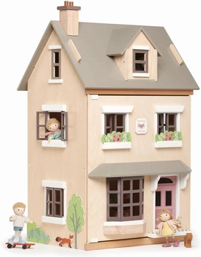 Tender Leaf Toys - Foxtail Villa - Furnished 27.95” Tall Town Style Pretend Play Doll House - Encourage Creative and Imaginative Fun Play for Children 3 