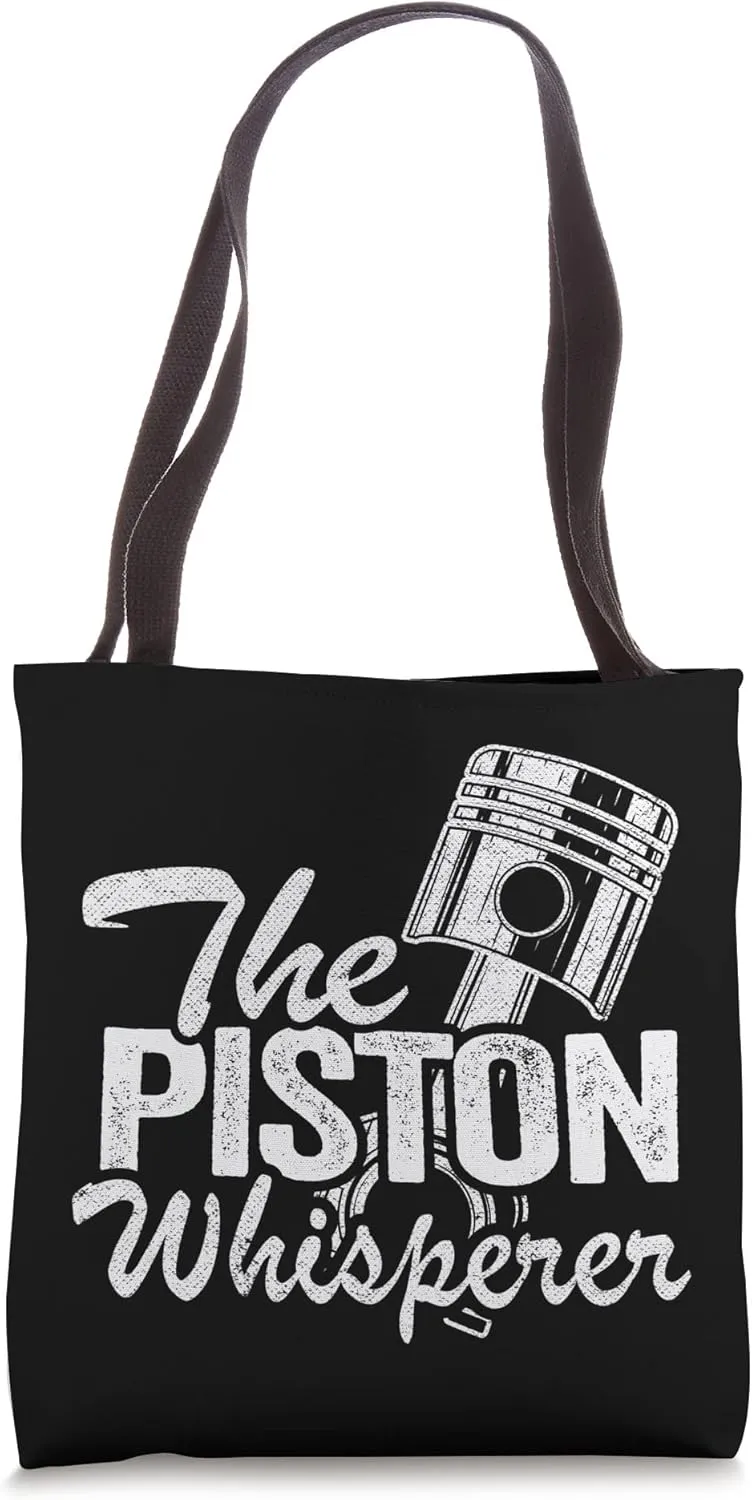 The Piston Whisperer Race Car Parts Auto Funny Mechanic Tote Bag