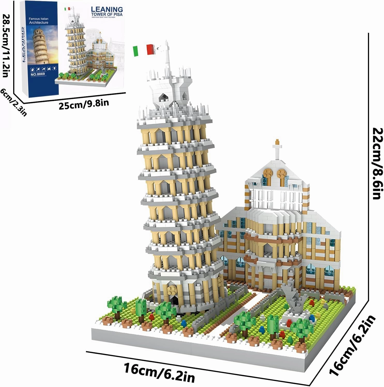 The Leaning Tower of Pisa Micro Mini Building Blocks Set for Adults World Famous Landmark Series Architecture Model Kit Toys Gift for Kids 8-12 Ages
