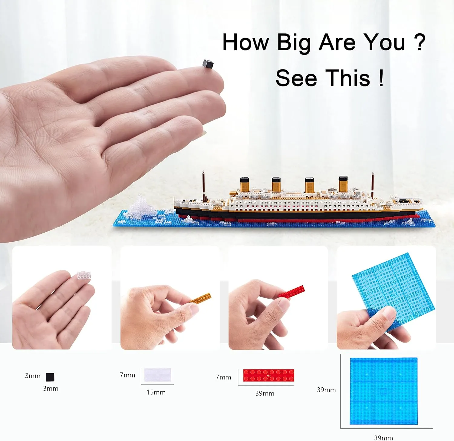 Titanic Ship Model Building Block Set for Adults Cruise Ship MIicro Blocks DIY Educational Toys for Kids Ages of 14  1872 Pieces