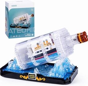 Titanic Ship in a Bottle Micro Mini Building Set, Titanic Toys Model Collectible Display Sets, Building Kits for Adults Kids Teens Age 14  Gift (1102 PCS)