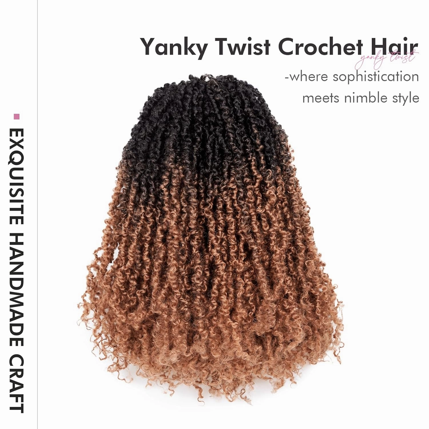 Toyotress Yanky Twist Crochet Hair - 12 Inch 8 Packs (30 Strands/Pcs) Fluffy Spring Mini Twist Short Bob Passion Twist, Ombre Brown Pre-Looped Crochet Braids Braiding Hair (12 Inch, OT30-8P)