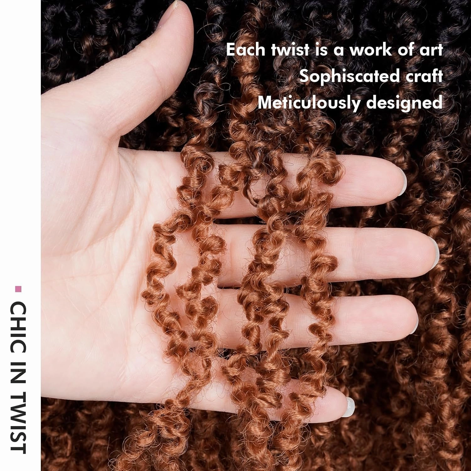 Toyotress Yanky Twist Crochet Hair - 12 Inch 8 Packs (30 Strands/Pcs) Fluffy Spring Mini Twist Short Bob Passion Twist, Ombre Brown Pre-Looped Crochet Braids Braiding Hair (12 Inch, OT30-8P)