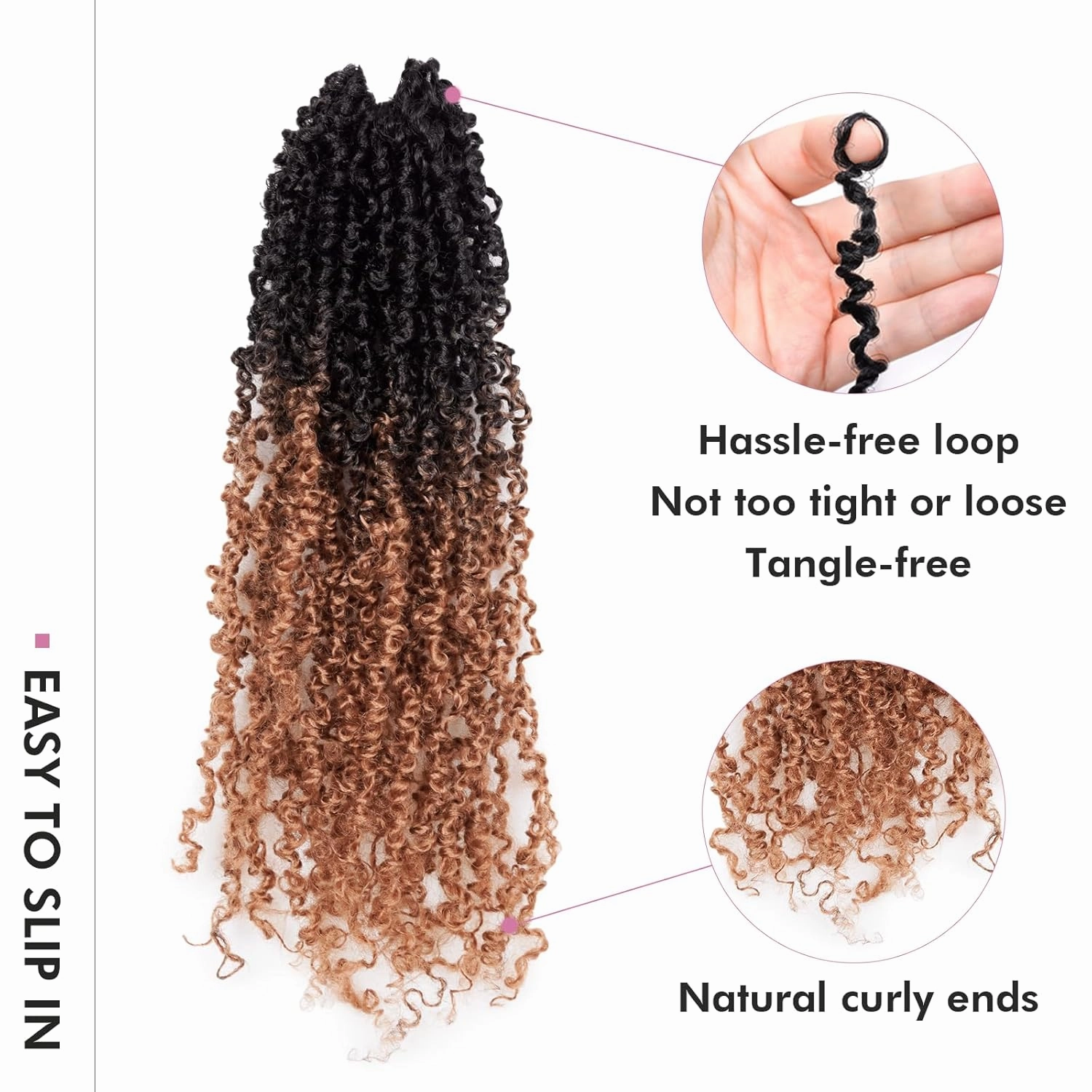 Toyotress Yanky Twist Crochet Hair - 12 Inch 8 Packs (30 Strands/Pcs) Fluffy Spring Mini Twist Short Bob Passion Twist, Ombre Brown Pre-Looped Crochet Braids Braiding Hair (12 Inch, OT30-8P)