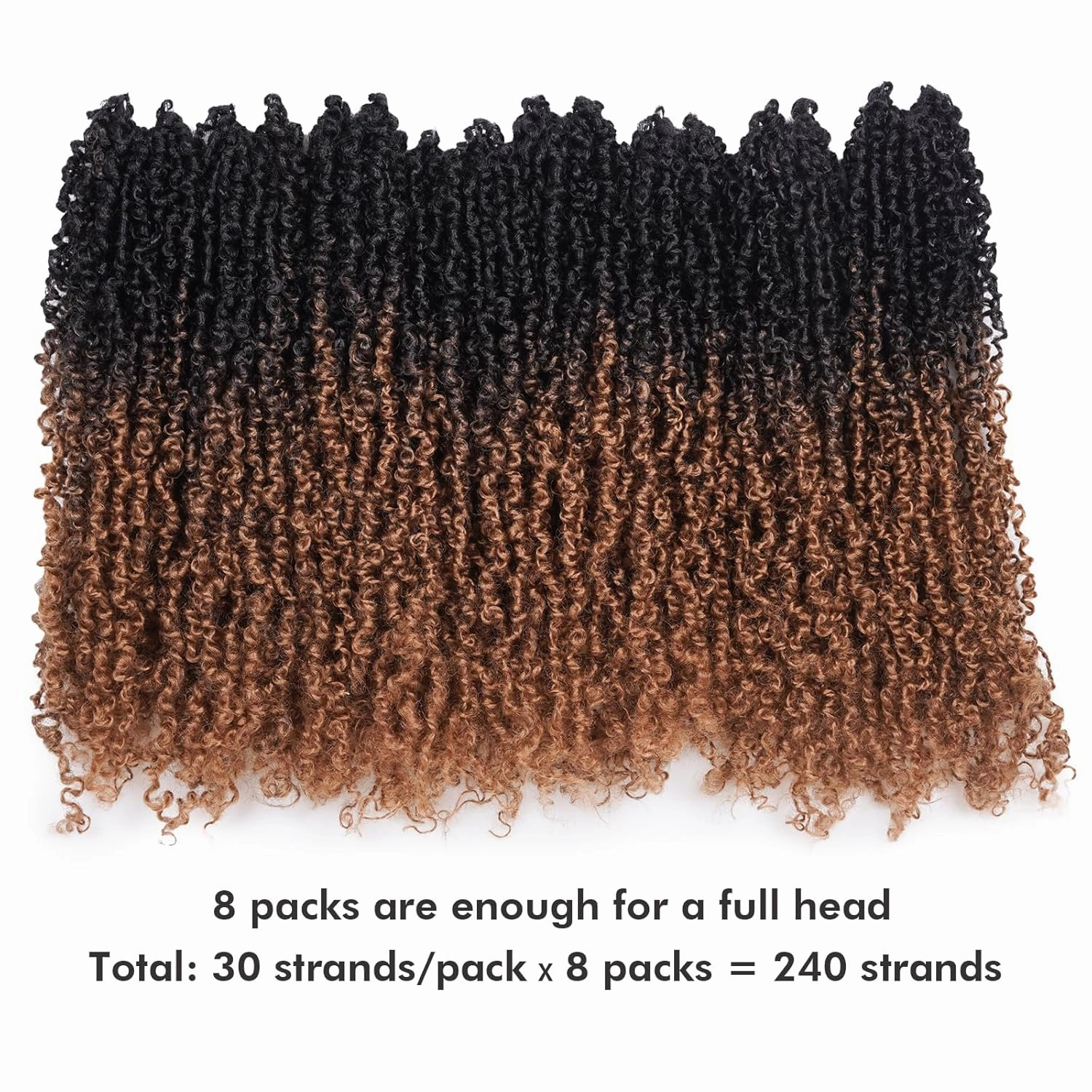 Toyotress Yanky Twist Crochet Hair - 12 Inch 8 Packs (30 Strands/Pcs) Fluffy Spring Mini Twist Short Bob Passion Twist, Ombre Brown Pre-Looped Crochet Braids Braiding Hair (12 Inch, OT30-8P)