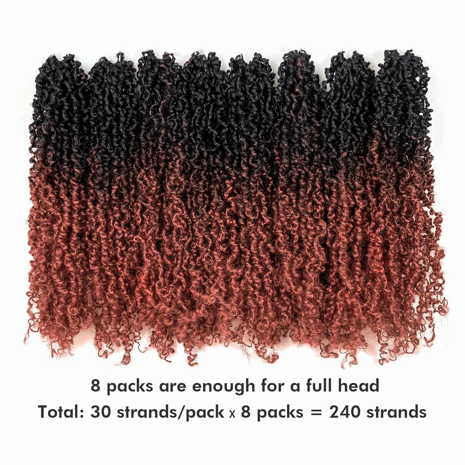 Toyotress Yanky Twist Crochet Hair - 12 Inch 8 Packs (30 Strands/Pcs) Fluffy Spring Mini Twist Short Bob Passion Twist, Ombre Ginger Pre-Looped Crochet Braids Braiding Hair (12 Inch, OT350-8P)
