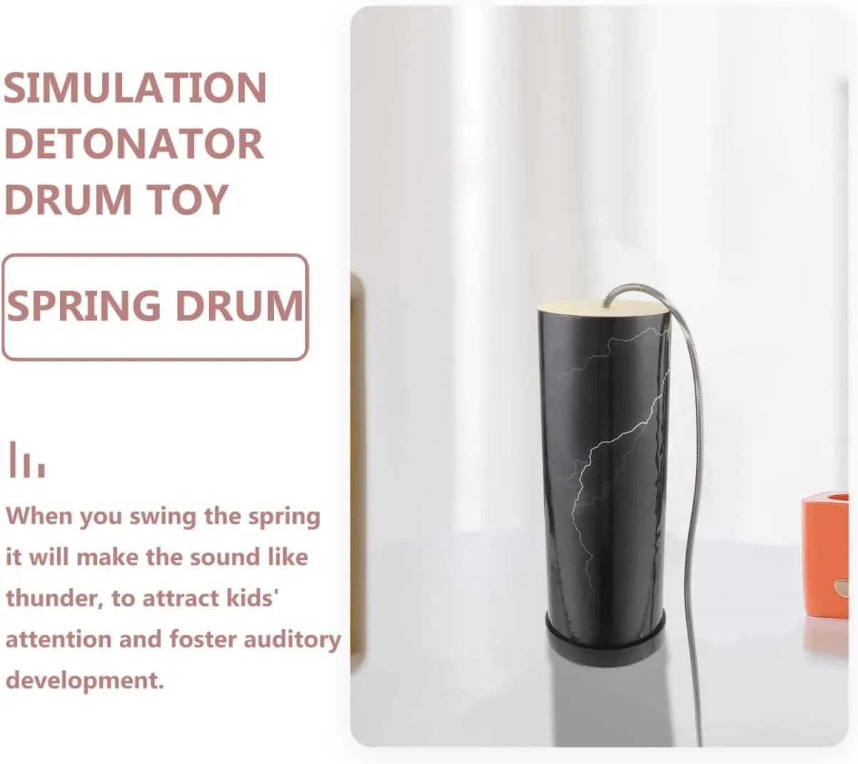 Toyvian Spring Drum Simulation Toy for Boy Girl Portable Dubbing Instrument Music Teaching Supply Musical Skills Safe Material Design for Boys Girls