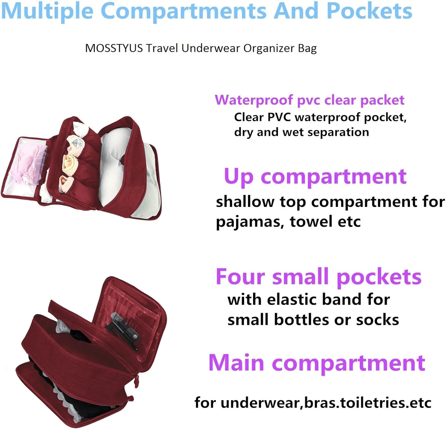 Travel Multi-function Underwear Organize Storage Bag Portable Bra Socks Lingerie Accessories Pack Cube Toiletry Bag
