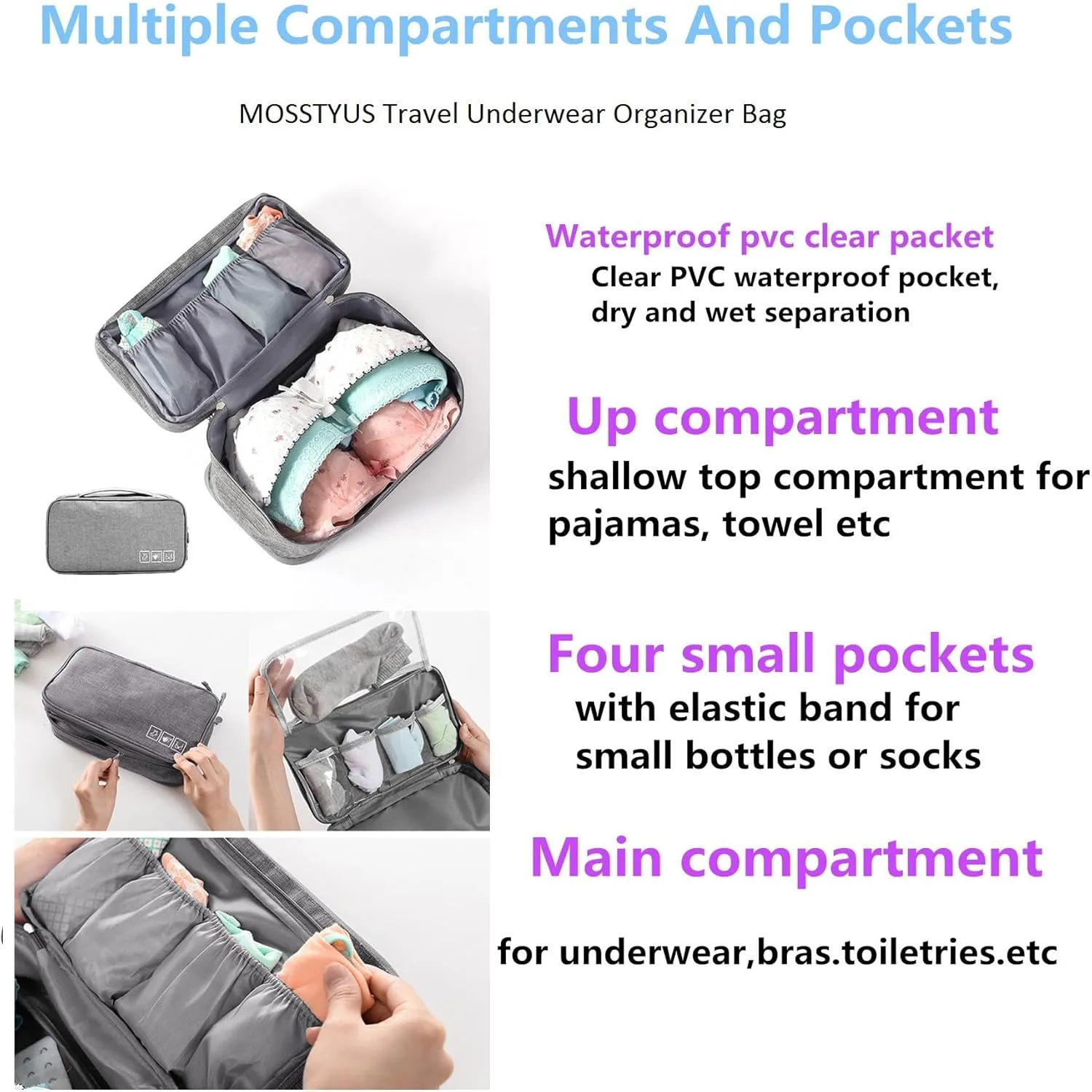 Travel Multi-function Underwear Organize Storage Bag Portable Bra Socks Lingerie Accessories Pack Cube Toiletry Bag