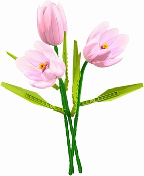 Tulips Flower Building Kit for Adults, Botanical Collection, Flower Bouquet Building Block Set, Artificial Flowers Mini Building Bricks for Gifts/Home Decor (Pink)