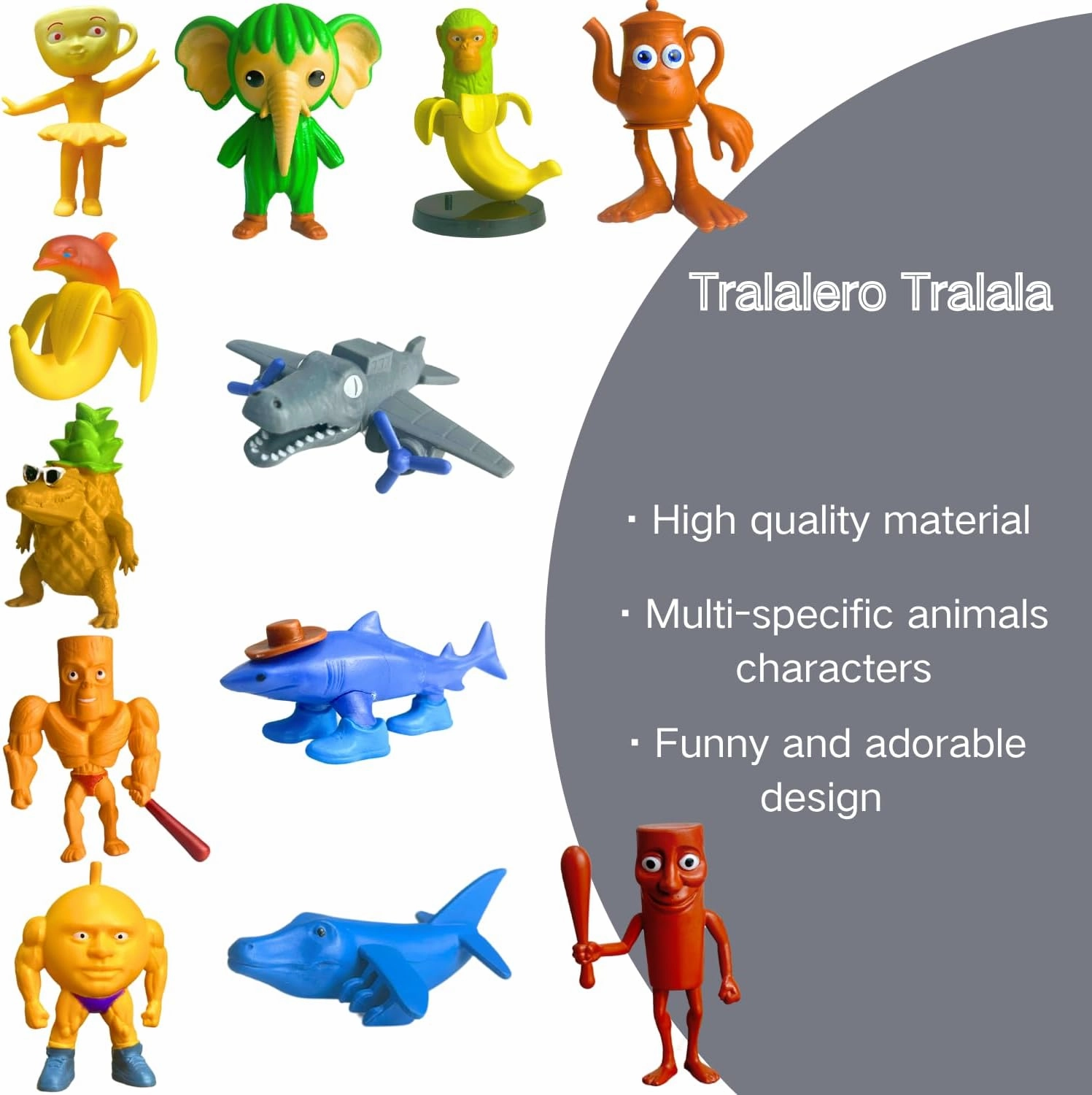 ULTHOOL Tralalero Tralala Action Figure, 12PCS Italian Brainrot Meme Shark Figures Toys, Collectible Animals Figurine Doll Gifts for Fans (MulticolorC)