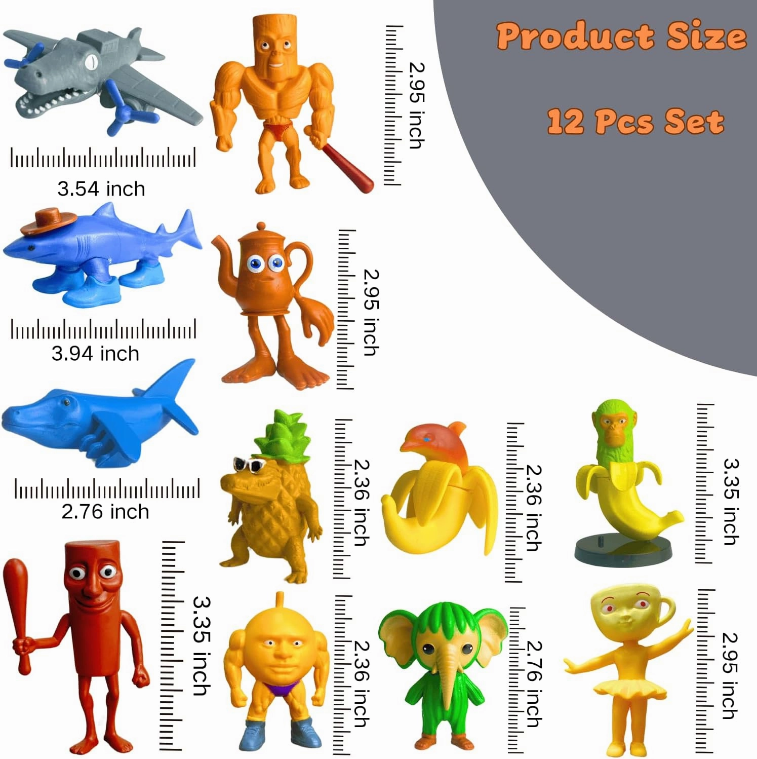 ULTHOOL Tralalero Tralala Action Figure, 12PCS Italian Brainrot Meme Shark Figures Toys, Collectible Animals Figurine Doll Gifts for Fans (MulticolorC)