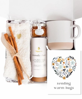 UnboxMe Mother's Day Tea Lover's Basket - Self-Care Box with Cozy Socks, Ceramic Mug, Chai Tea, Honey & Cinnamon | Relaxation Package for Women, Get Well Soon