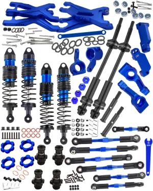 Upgrades Part for 1/10 Stampede/Rustler 2WD,Drive Shaft CVD&RC Shocks&Adjustable Turnbuckles Camber Links&A Arm&Caster Block&Steering Blocks&Rear Stub Axle Carriers,Wheel Hex&Hex Hub,Blue