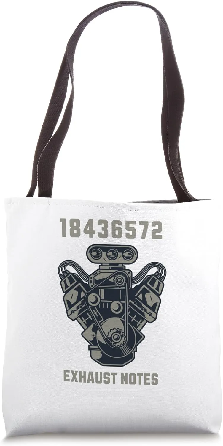 V8 Real Cars Racing Engine 8 Cylinders Exhaust Notes Tote Bag
