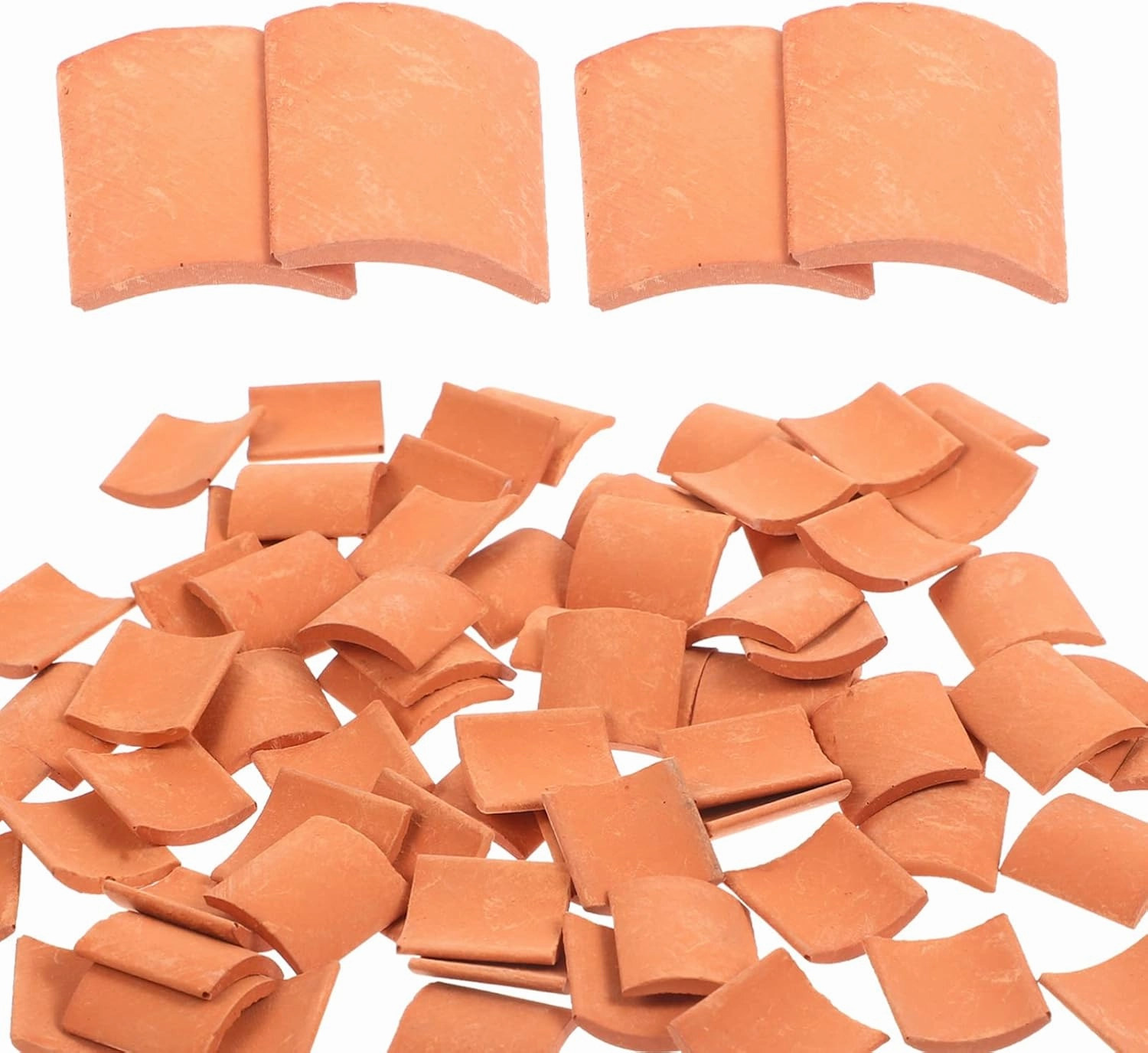 Vaguelly 80 PCS Mini Bricks Roof Tiles, 1:16 Tiny Red Bricks Miniature Model Cement Bricks Set, Stone Dollhouse/Railway/Landscaping Building Set, 17 x 16 x 2mm