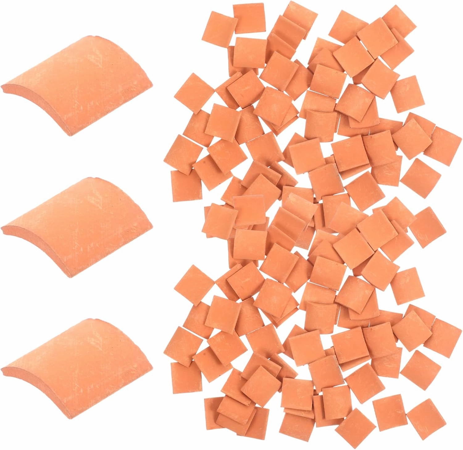 Vaguelly 80 PCS Mini Bricks Roof Tiles, 1:16 Tiny Red Bricks Miniature Model Cement Bricks Set, Stone Dollhouse/Railway/Landscaping Building Set, 17 x 16 x 2mm