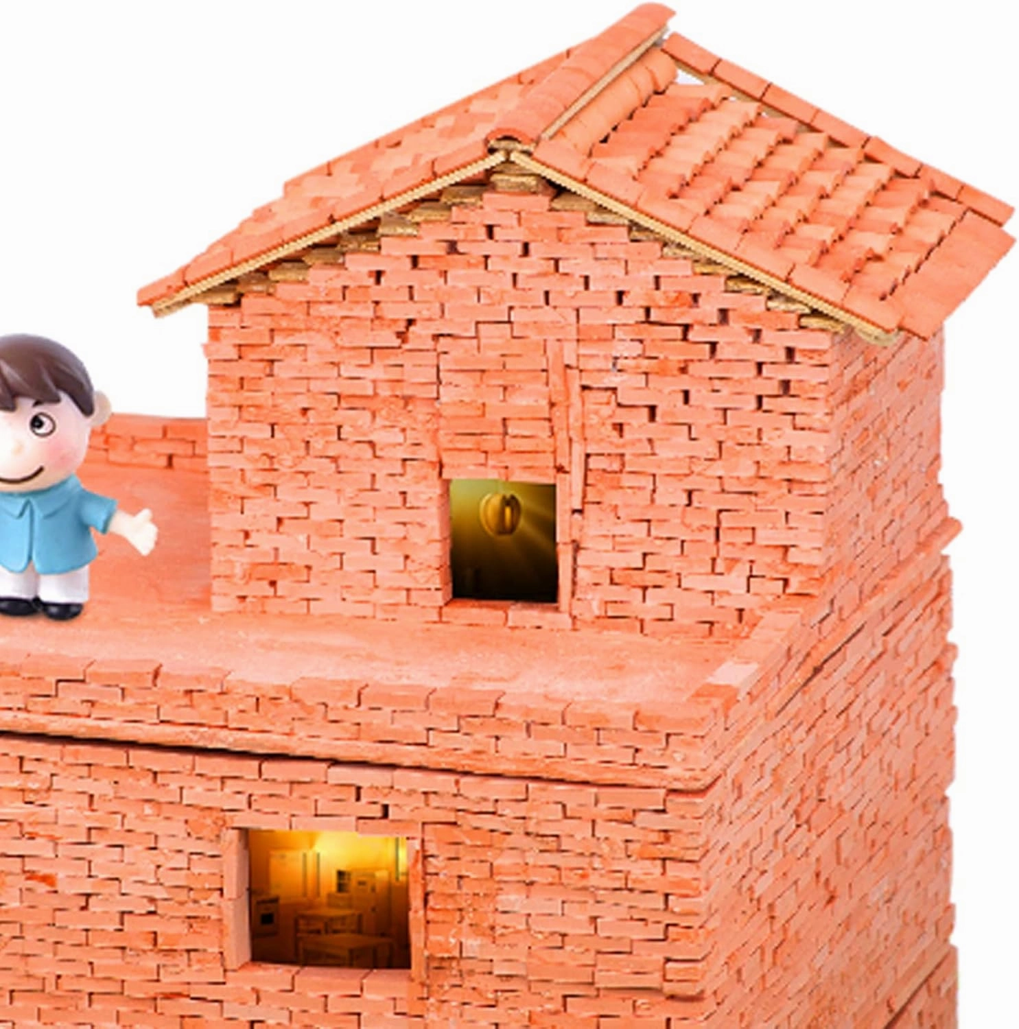 Vaguelly 80 PCS Mini Bricks Roof Tiles, 1:16 Tiny Red Bricks Miniature Model Cement Bricks Set, Stone Dollhouse/Railway/Landscaping Building Set, 17 x 16 x 2mm