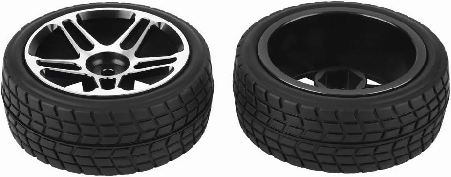 VGEBY 2pcs 1/10 RC Truck Rubber Tire Wheel Tyre for Racing On Road Car (Black)