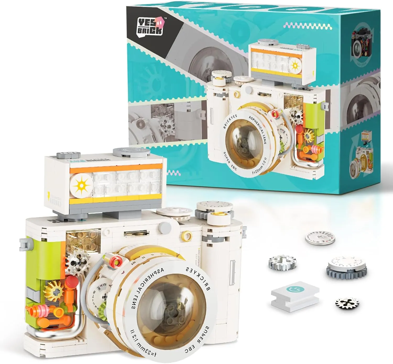 Vintage Camera Mini Building Set for Adults, White Classic Replica Toy Camera, Creative Gifts for Teens Boys Girls 8  Photographer(508 pcs)