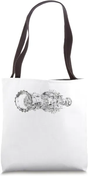 Vintage Car Engine Component Blueprint Diagram Men's Graphic Tote Bag