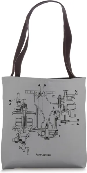 Vintage Carburetor Diagram – Car & Motorcycle Engine Graphic Tote Bag
