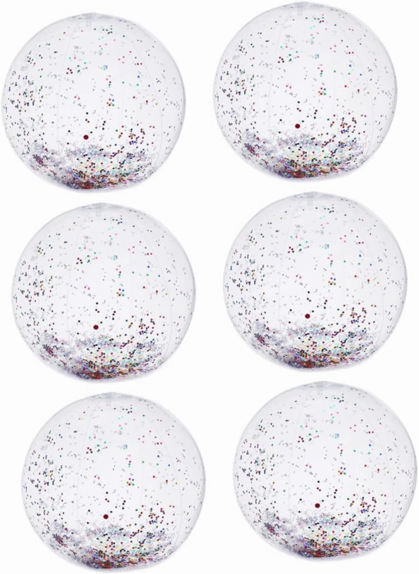 Wakauto Sequin Beach Ball Set Inflatable for Boys and Girls 16 PVC Great Party Accessory