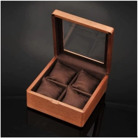 Watch Box Case Watch Organizer Wooden Watch Box With Transparent Glass Top Cover, 4-digit Storage Watch Box Watch Storage Boxes Watch Display Box (Color : B, Size : 17.5 * 17.5 * 8.5cm)