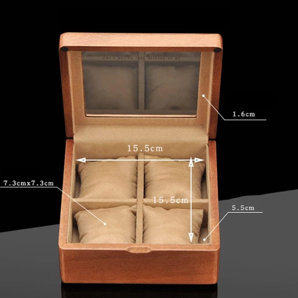 Watch Box Single For Men And Women Wooden Watch Box With Transparent Glass Top Cover, 4-digit Storage Watch Box Luxury Watch Case Display Organizer(Color:A)