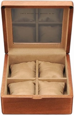 Watch Case Wooden Watch Box with Transparent Glass Top Cover, 4-Digit Storage Watch Box (Color : A, Size : 17.5 * 17.5 * 8.5cm)
