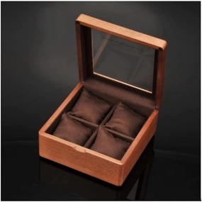 Watch Case Wooden Watch Box With Transparent Glass Top Cover, 4-digit Storage Watch Box,Jewelry Storage Box Watch Box (Color : B, Size : 17.5 * 17.5 * 8.5cm)