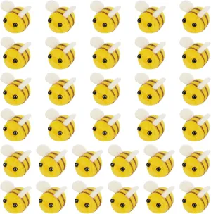 WEBEEDY 32pcs Wool Felt Bee Mini Crafts Balls Plush Bee Ornaments for Gender Reveal Party Favors Nursery Tent Decor DIY Craft Car Seat Grasping Bead