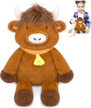 Weighted Highland Cow Plush,18in Weighted Stuffed Animals,1.63 Lbs Large Cute & Soft Highland Cow Weighted Plush Pillow Toy Gifts for Kids,Boys and Girl