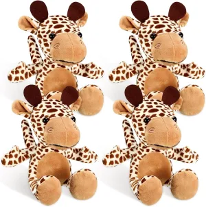 Wettarn 4 Pcs Stuffed Giraffe Toys Bulk Stuffed Animal 9.8'' Cute Soft Plush Cuddly Giraffe Gifts Baby Plushies Zoo Wild Animal Party Decorations for Kids Girls Boys Birthday