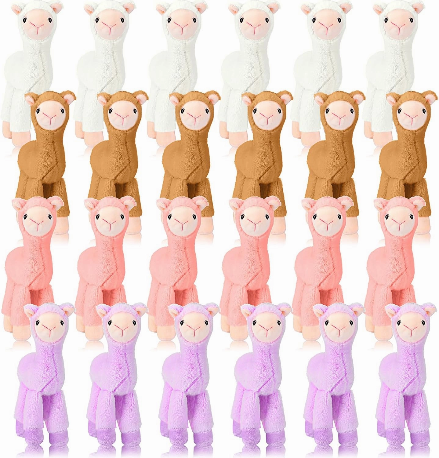 Wettarn 24 Pcs 7.87 Inch Mini Llama Stuffed Animal Alpaca Plush Llama Plush Alpaca Stuffed Animal Doll Toys for Birthday Party Gift Supplies, 4 Colors