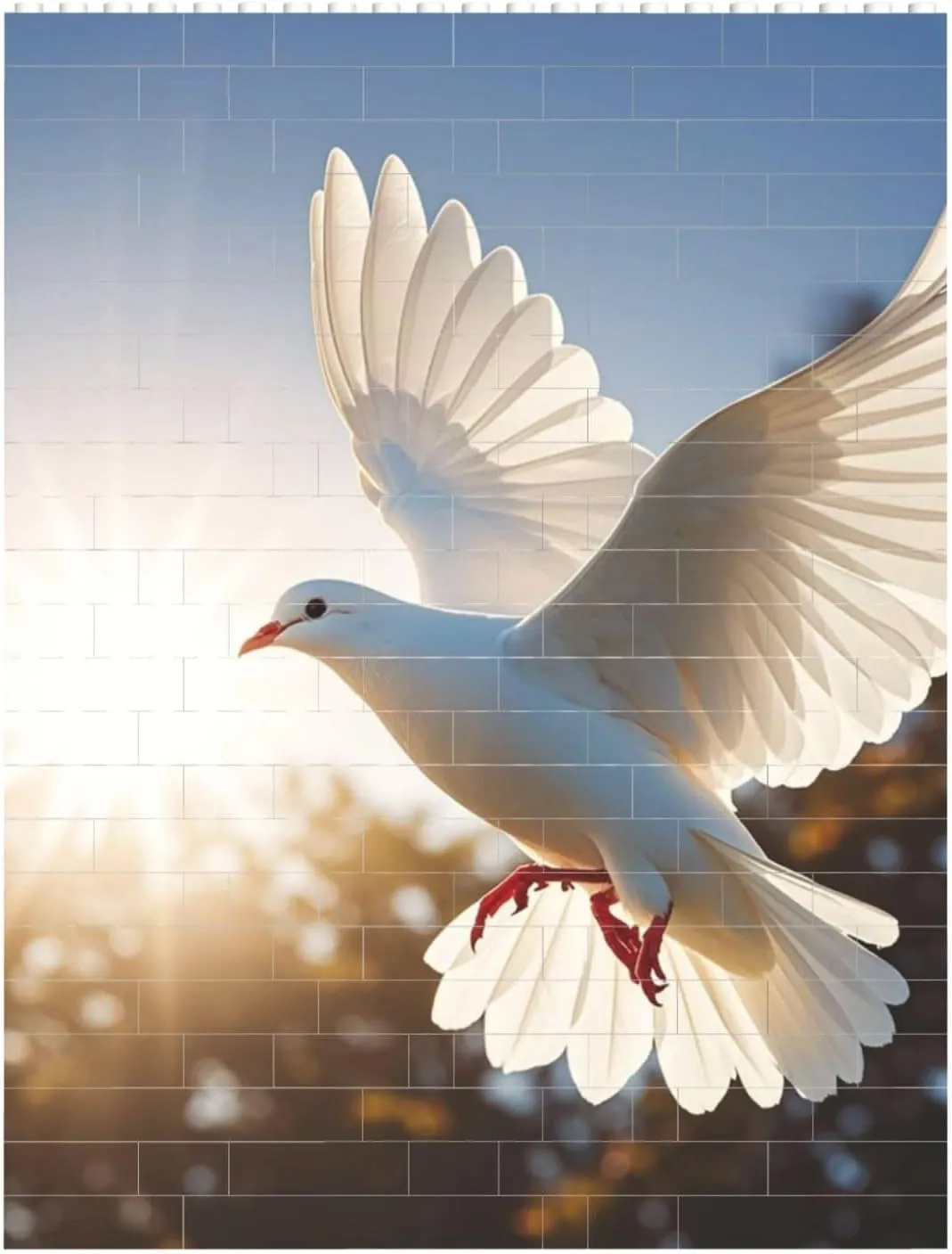 White Dove Flying in The Sun Building Block Puzzle Personalized Building Bricks for Adults Block Puzzle Building DIY Brick Block Puzzles Valentine's Day Gifts for Home Decor Brick Puzzle