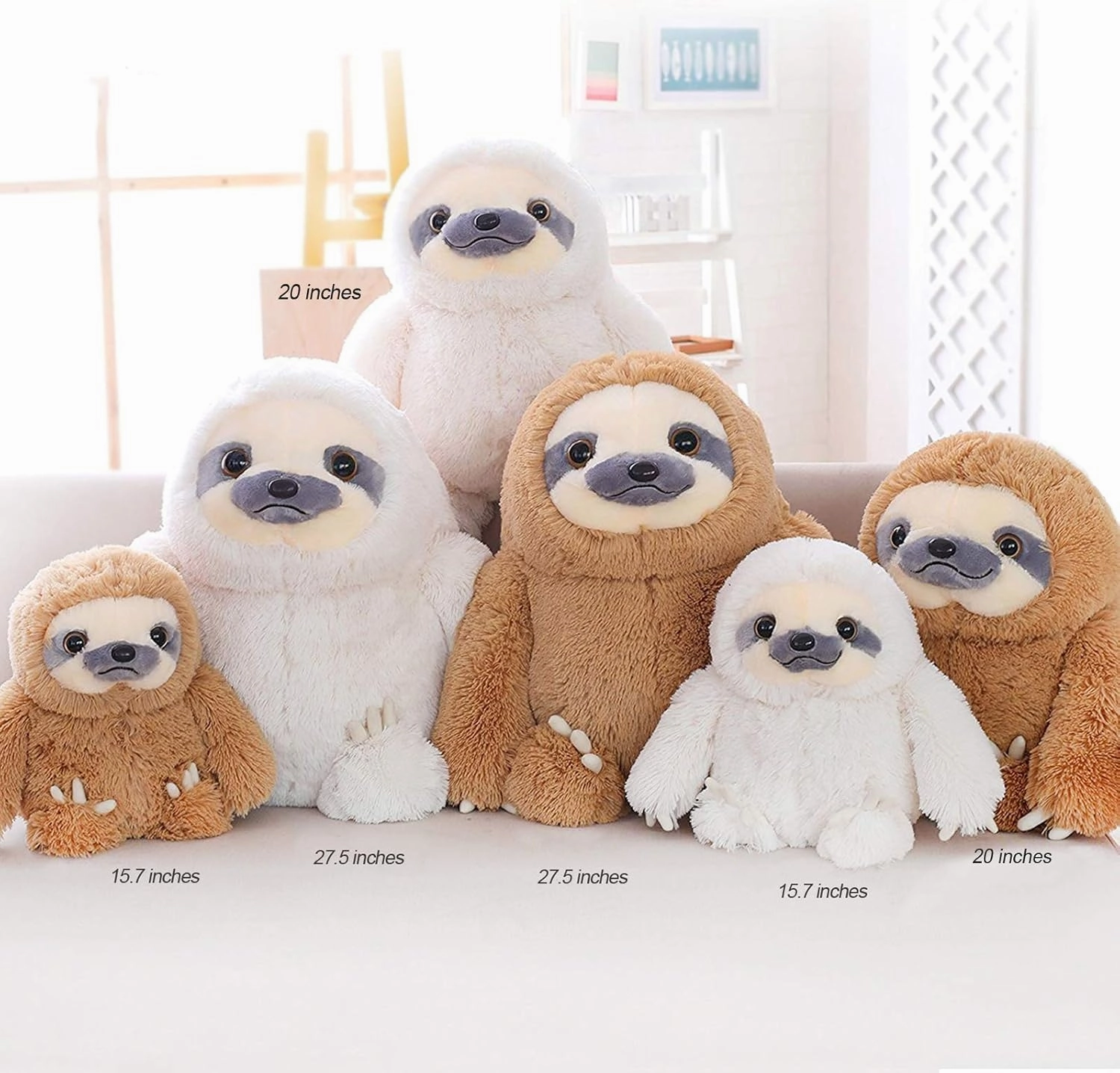 Winsterch Giant Stuffed Animal, Big Sloth Stuffed Animals Plush Sloth Toy Large Stuffed Sloth Animal Gift for Kids,Boy,Girls, (Brown,27.5 in)